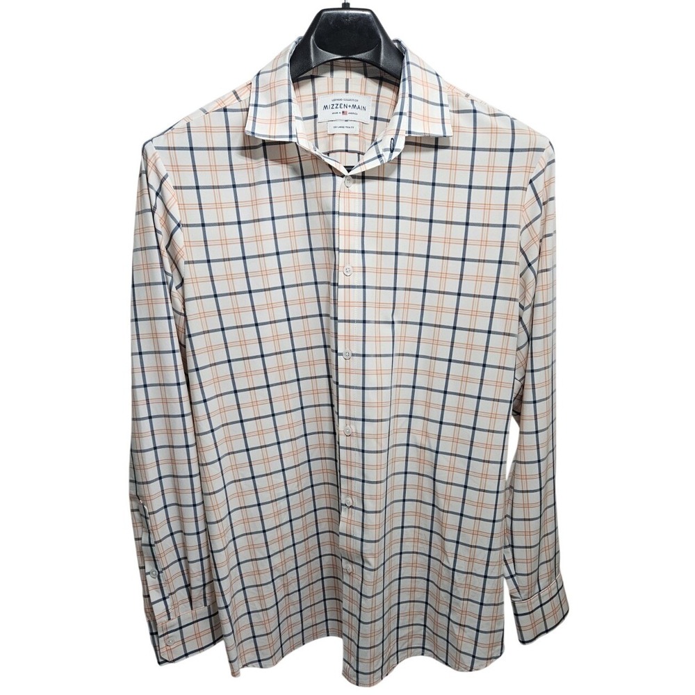 Mizzen+Main Mens XX-Large Trim Fit Long Sleeve Button Up Shirt Plaid